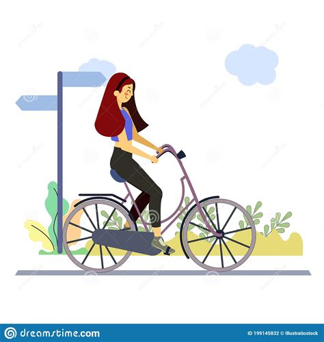 Isolated Woman Riding Bicycle Stock Vector Illustration Of Riding