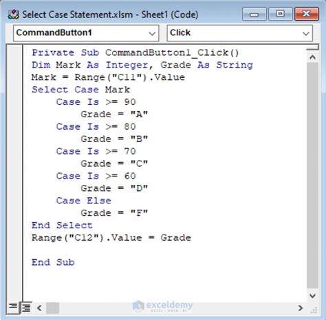 How To Use Select Case Statement In Excel Vba 2 Examples