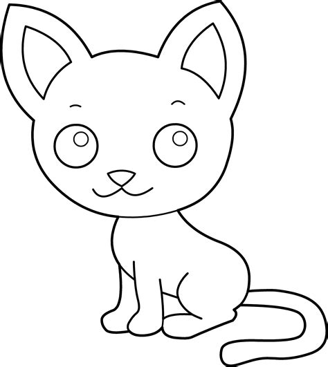 Cute Kitty Cat Coloring Page - Free Clip Art