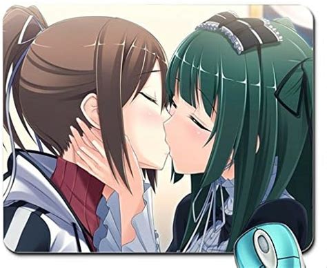 Lesbians Kissing Yuri Green Hair Game Cg Blush Anime Kissing Girls