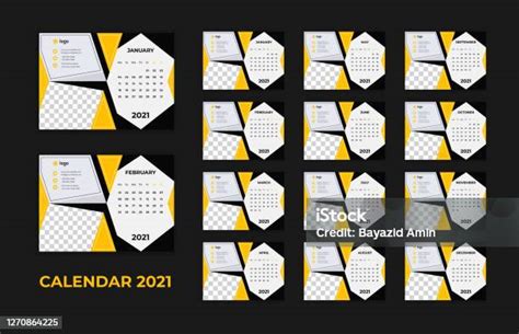 Tahun Baru Kalender 2021 Meja Dan Dinding Cetak Desain Template Siap