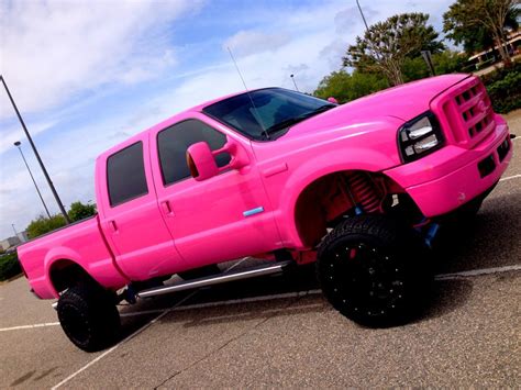 Pink Ford Truck Pink Truck Jacked Up Trucks Ford Trucks