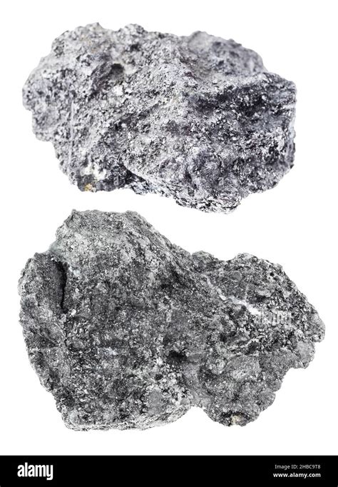 Set Of Graphite Stones Cutout On White Background Stock Photo Alamy