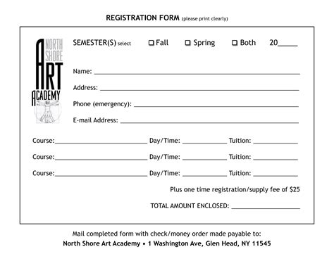 registration form north shore art academy