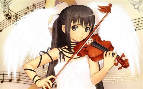 Angelic Girl Playing The Violin Walldevil