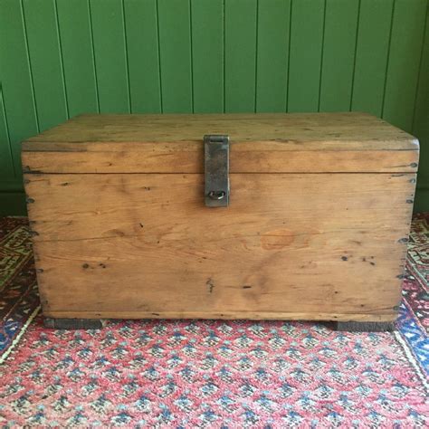 Reclaimed Vintage Wooden Chest Old Rustic Industrial Storage Trunk Pine