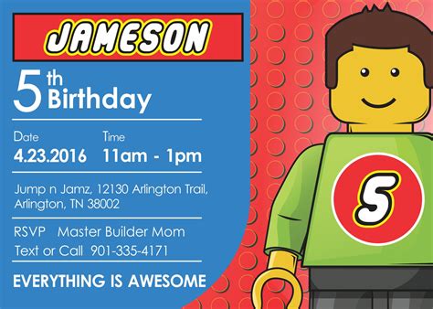 Lego Birthday Invitation Template