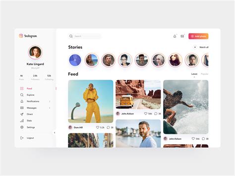 Instagram Redesign Concept Desktop Ver Web Ui Design Dashboard