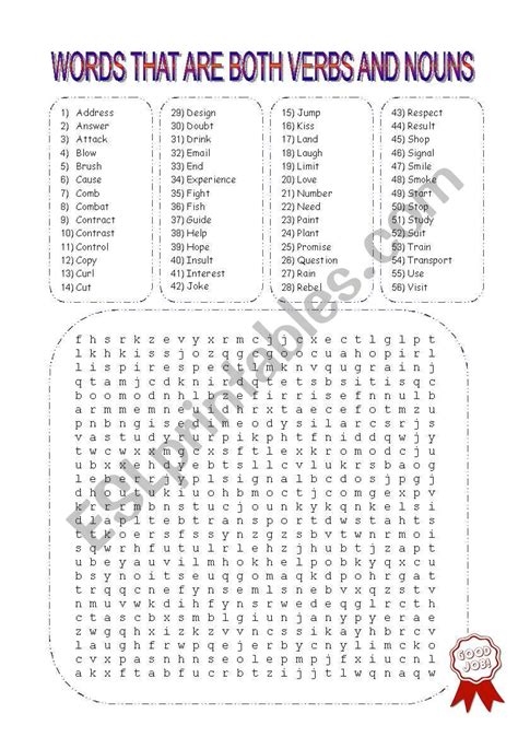 Words That Are Both Verbs And Nouns Esl Worksheet By Nessita77