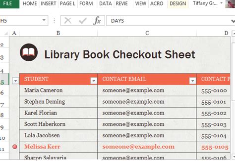 Library Book Check Out Sheet For Excel