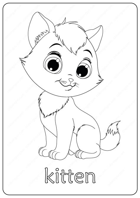 The picture is big and interesting to color. Printable Funny Fluffy Kitten Coloring Pages