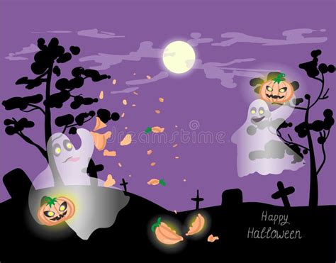 Scary Ghosts In A Cemetery Stock Illustration Illustration Of Mystery