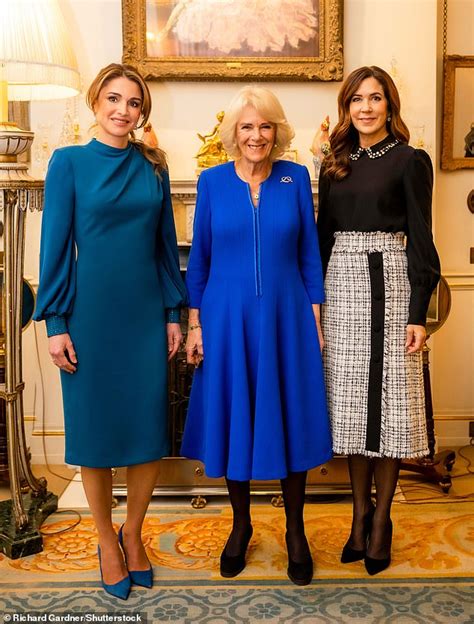 Queen Consort Camilla Poses With Queen Rania Of Jordan And Crown Princess Mary Of Denmark