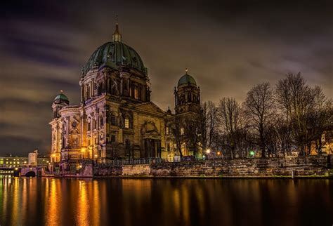 Wallpaper Id 862367 Light The City River Night Berlin Cathedral