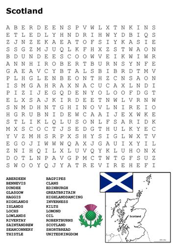 Scotland Word Search And Color By Sfy773 Teaching Resources Tes