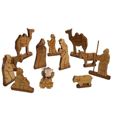 Vintage Holiday Carved Wood Nativity Set Poshmark