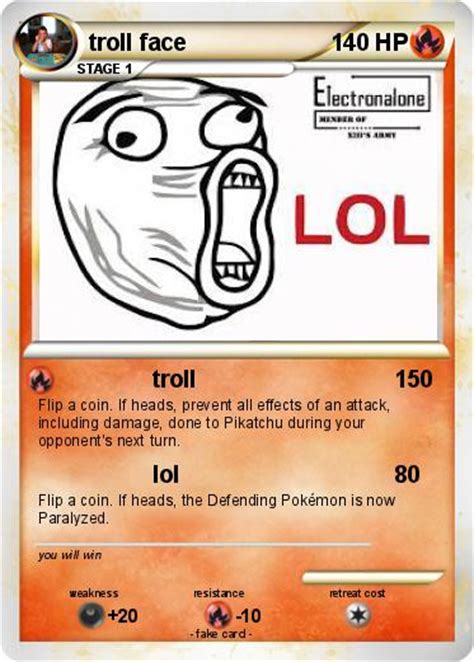 Pokémon Troll Face 1029 1029 Troll My Pokemon Card