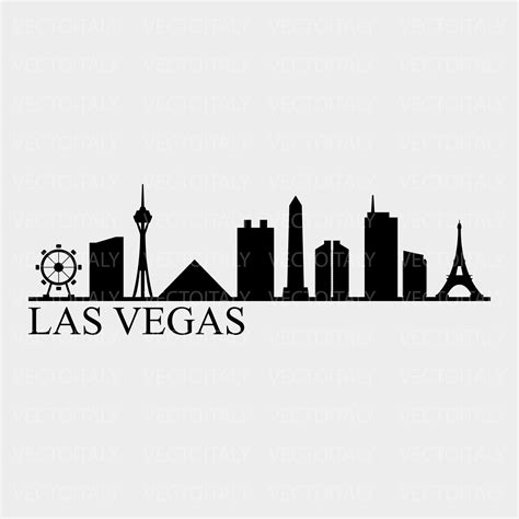 Skyline Las Vegas Illustrated In Vector And Available In Svg Etsy