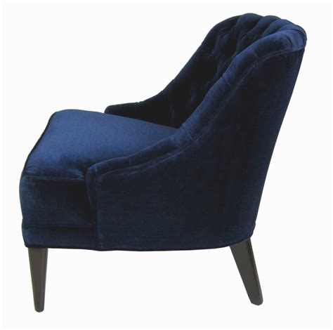 Modern gold metal dining chair luxury navy blue velvet tufted dining chair wholesale. Pair of Navy Blue Velvet Tufted Back Lounge Chairs image 3