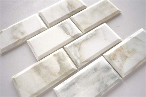 Calacatta Oro Marble 3x6 Deep Beveled And Honed Subway Tile Standard