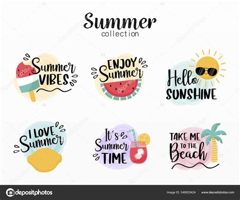 Variety Summer Stickers Set Stock Vector By ©marklys 349933424