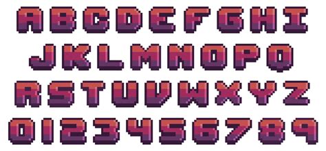 Game Font In Pixel Art 8 Bit Style Letters And Numbers Vector