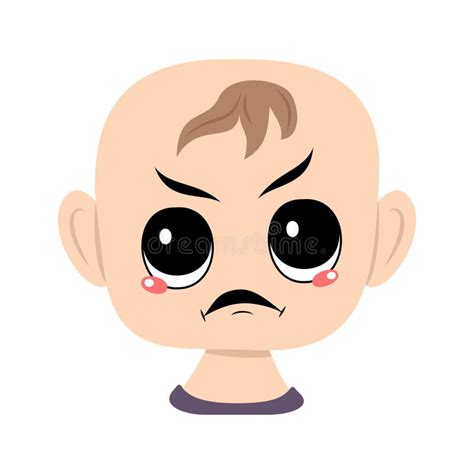 Child With Angry Emotions Grumpy Face Furious Eyes Stock Vector