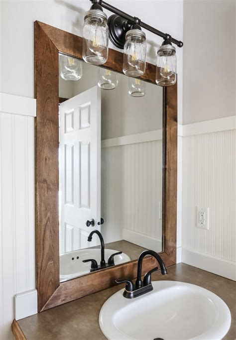 Framing A Bathroom Mirror With Wood Rispa