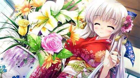 Shintarou Aina Ashwin Prism Recollection Flower Request Game Cg 1girl Blush Closed