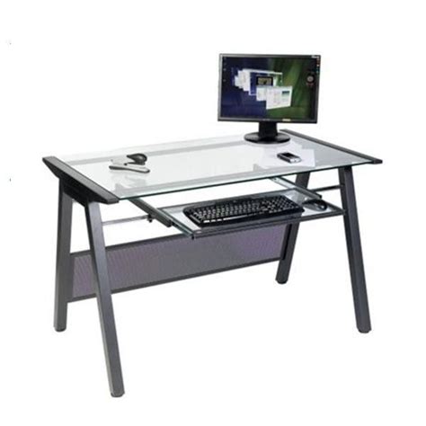 Square Modern Glass Top Computer Desk For Office House Dx 8806