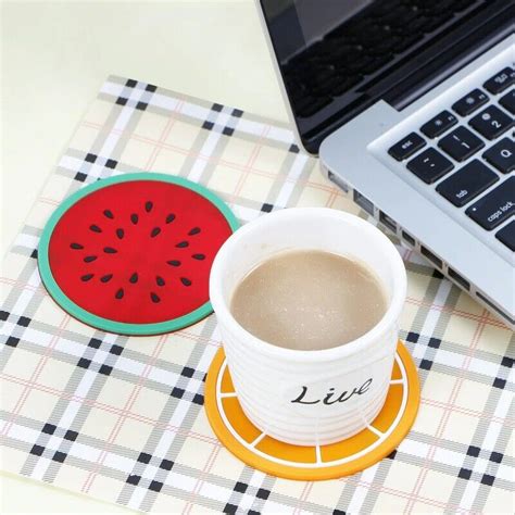 6pcs12pcsfruit Coaster Set Colorful Silicone Cup Drinks Holder Mat