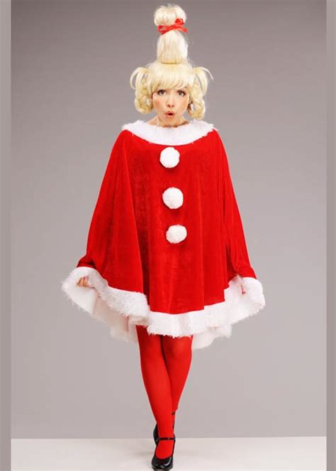 Adult The Grinch Style Cindy Lou Who Costume With Wig