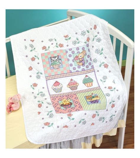 Janlynn Stamped Cross Stitch Kit Quilt Sweet As A Cupcake Baby Quilt
