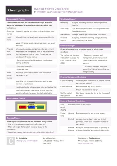 35 Finance Cheat Sheets Cheat Sheets For Every Occasion