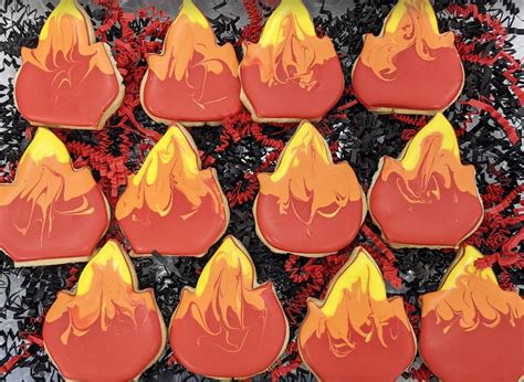 Fire Flame Icing Cookies 9x13 T Platter Elegant Desserts Ny