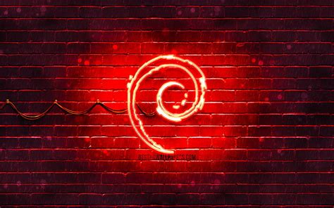 4k Free Download Debian Red Logo Red Brickwall Debian Logo Linux