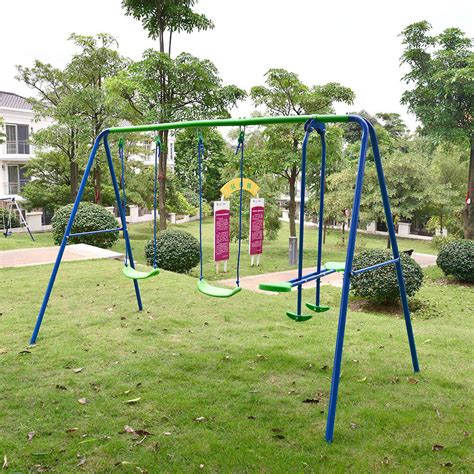 From small swing sets to complete swing and slide sets, learn what to look for when choosing the right play equipment for your backyard. Playground Metal Swing Set Swingset Play Outdoor Children ...