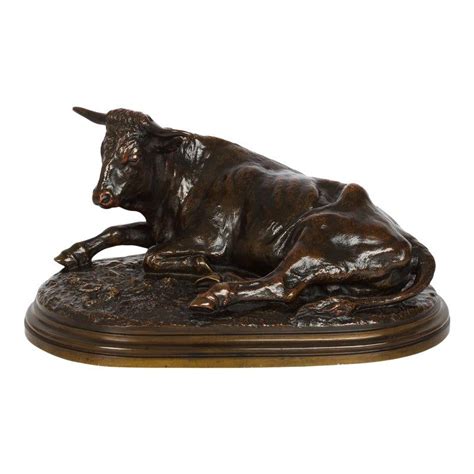 French Bronze Sculpture Of Resting Bull By Rosa Bonheur Sculpture