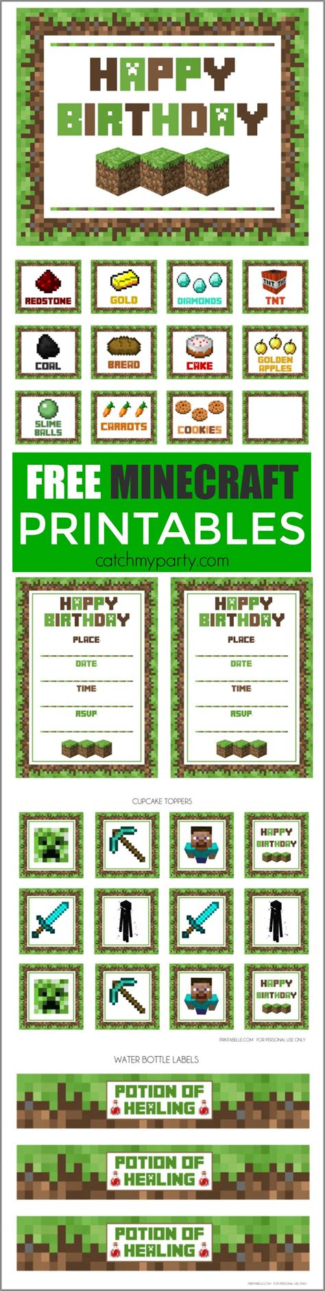 minecraft birthday party ideas free printables printable templates