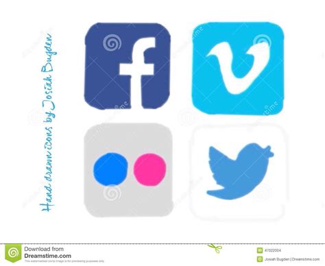 Hand Drawn Social Media Icons Editorial Stock Image Illustration Of