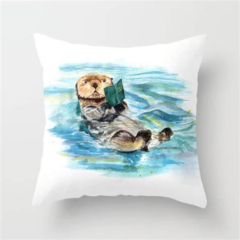 Otter Throw Pillow With Images Throw Pillows Otter Art Pillows