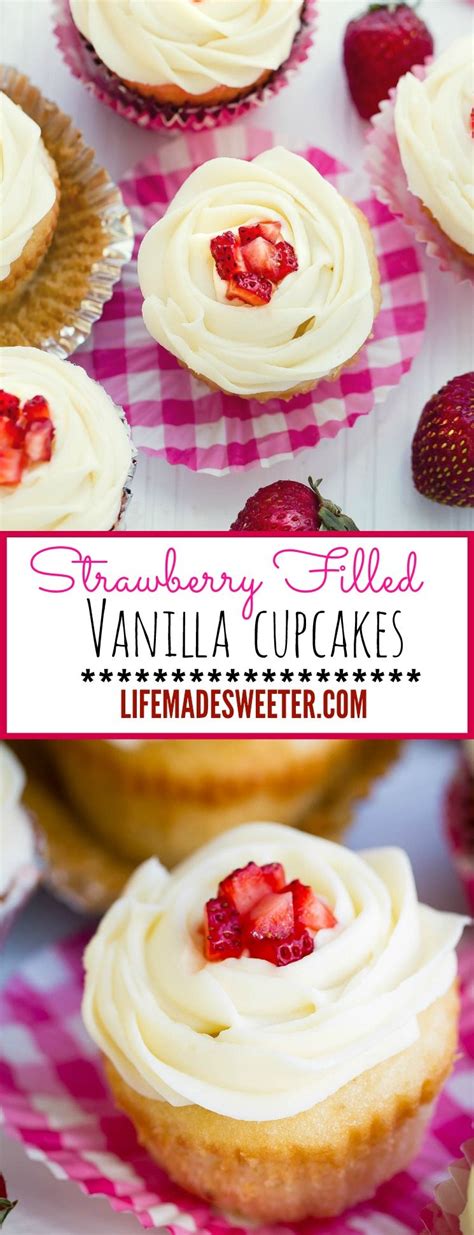 Preheat oven to 350°f (176°c) and prepare a cupcake pan with cupcake liners. Light and fluffy strawberry filled vanilla cupcakes are ...