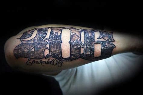 30 Seattle Skyline Tattoo Designs For Men City Ink Ideas