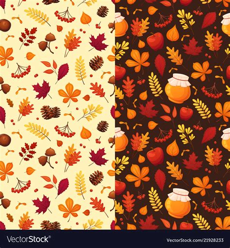 Seamless Autumn Patterns Royalty Free Vector Image