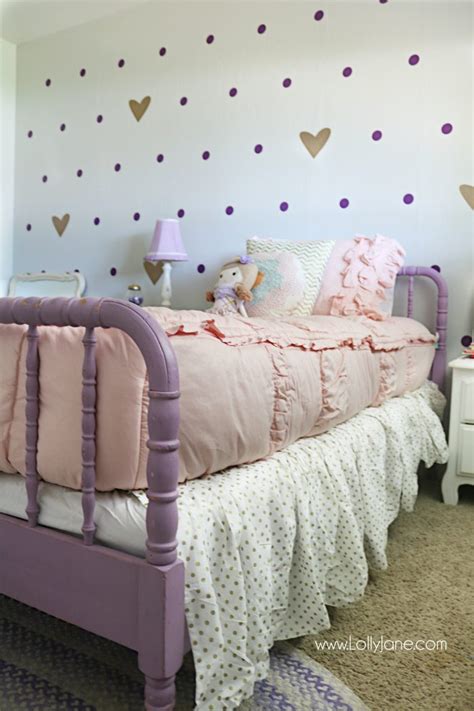 Designing a room for your favorite little lady? little girl purple gold bedroom makeover - Lolly Jane