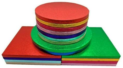 Single Colourful Cake Board Round Square Party Thick Drum 12mm Strong