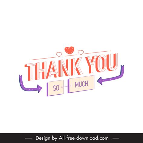 Thank You So Much Stamp Sign Template Capital Letters Arrows Hearts