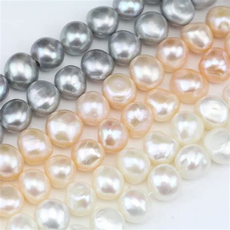 Mm White Freshwater Grey Baroque Nugget Irregular Pearl Strand Large Hole Pearls Mm Mm