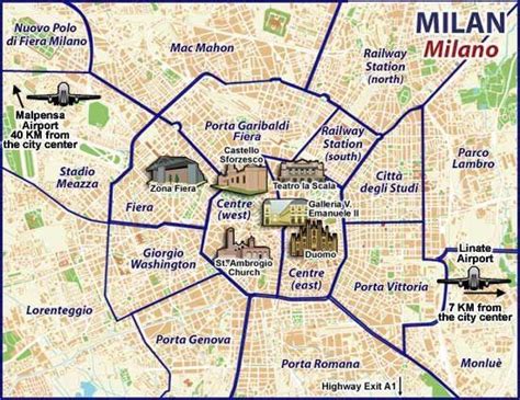Map Of Milan Neighborhood Surrounding Area And Suburbs Of Milan