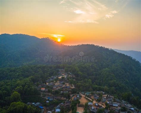 The Beautiful Sunset In The Highest Mountain Of Thailand Stock Image